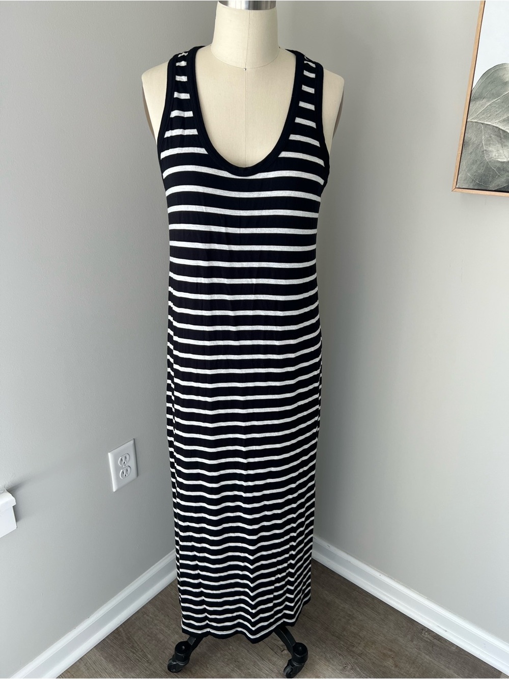 J.Crew Black and White Striped Tank Maxi Dress